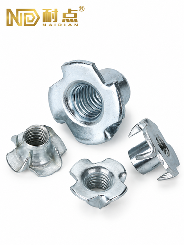 Cold-Forged T-Nuts | One-Piece 4-Prong High Strength for Hardwood/Plywood